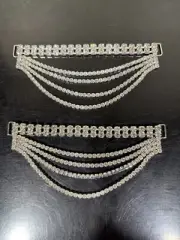 2 Draped Rhinestone Bikini Connectors – Silver Chain Back/Hip Suit Embellishment