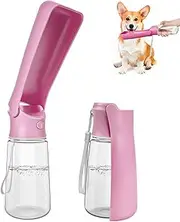 Foldable Portable Dog Water Bottle, Leakproof Collapsible Travel Cup for Dogs, Lightweight Pet Water Dispenser for Hiking, Walking, Outdoor Adventures (550ml/19Oz, Pink)