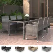 Garden Dining Set 7 Piece Poly Rattan and Tempered Glass Multi Colours vidaXL