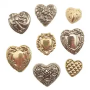 Assorted Fancy Hearts 4130 - Buttons Galore - Gold and Silver Craft Sewing Scrap