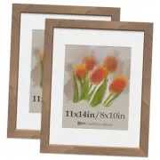 11x14 Picture Frame 2 Pack, Natural Wood Grain Brown Walnut & 11×14 - 2 Pack