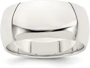 [JewelryWeb] 925 Sterling Silver Solid Polished Half Round 9mm-Half-Round Band Size 9-Band Style Ring for Women and Men