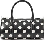 [Kate Spade New York] Spade ICON DOT FINE Grain Leather Small Barrel Bag, Black Multi, Black Multi, One Size