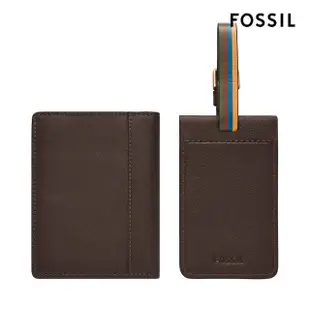 【FOSSIL 官方旗艦館】Gift Set 護照套行李牌禮物組-深棕色 SML1878914