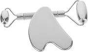 SOPOTUTU 1 Set Stainless Steel Massage Tools with Roller and Scraping Board for Face Neck Back and Muscle Relief Reusable Hand Massager for Tension Relief and Skin Care