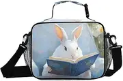 Insulated Lunch Box Rabbit Book Cute for Women Men - Ideal for Work, Picnics - Includes Adjustable Shoulder Strap