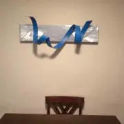 Modern Metal Wall Art, Metal Sculpture, Flat Blue Twisted Ribbon