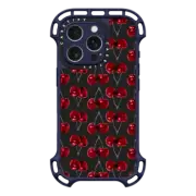 iPhone 16 Pro Ultra Bounce Case MagSafe Compatible Modern Cherries Red and Gray Fruity Pattern on Charcoal Black