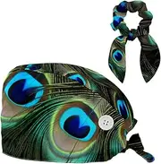 [YTYVAGT] Scrub Caps Women,Scrub Hats Suitable for Women,Animal Peacock Feather Pattern