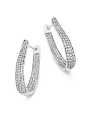 Bloomingdale's Fine Collection Diamond Pave Inside Out Small Oval Hoop Earrings in 14K White Gold, 1.0 tcw