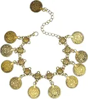 [FUAHXYES] Vintage Bohemian Coins Charming Bracelets Summer Adjustable Coin Tassel Anklet Beach Barefoot Chain Anklets Fashion Jewelry Women Girls
