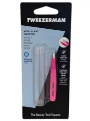 Tweezerman MINI SLANT TWEEZER+CASE Stainless Steel PINK Hair Remover Beauty Tool