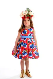 Red Floral Mad Men Dress--ROC-DSMMN