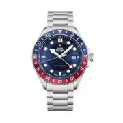 Swiss Military SM34095.03 Men's GMT Quartz Watch - Stainless Steel with Blue Dia