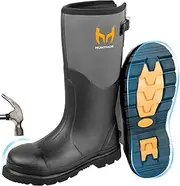 [Hunthor] Rubber Work Boots, Steel Toe Rubber Boots for Men, Waterproof 6mm Neoprene Rubber Hunting Boots for Farming, Gardening, Fishing, Outdoor Work