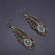 Feathered Sparkle: Stunning Peacock Dangle Earrings – Flutter into Style! NWT