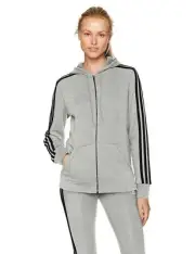 [CD2250] Womens Adidas Essentials Cotton Fleece 3-Stripe Full Zip Hoodie