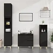 Side Cabinet with Drawers, Storage Cabinet with Compartment, Bathroom Cabinet with Door for Bathroom, Restroom, Laundry, Living Room, 65 x 33 x 60 cm, Black