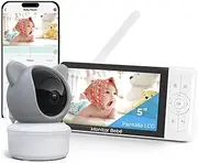 [WULAR] 5" Baby Monitor with 2K Camera, WiFi App Control & No WiFi Screen Control, Night Vision, Two-Way Audio, Motion/Cry Detection, Temperature & Humidity Sensor, 4X Zoom, Video Record & Playback