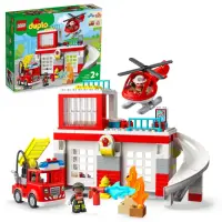 在飛比找momo購物網優惠-【LEGO 樂高】得寶系列 10970 消防局與直升機(玩具