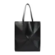 [Loewe] Loewe-Black Leather Puzzle Fold Large Tote-Uomo OS OS
