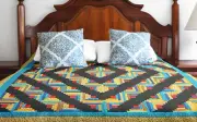 Patchwork Barn Raising Log Cabin FINISHED QUILT Masculine Look
