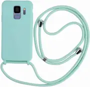 Case Compatible with Samsung Galaxy S9 Plus,Green Necklace for Samsung Galaxy S9 Plus Silicone Rope Cell Phone Cases with Cord Bumper Case for Samsung