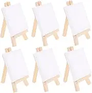 SEWACC Wooden Painting Easel Set Mini Canvas Easel 6 Blank Canvases for Boys and Girls