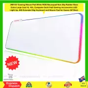 Gaming Mouse Pad White RGB Mousepad Non-Slip Rubber Base Extra Large Cool XL XXL
