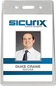 SICURIX ID Holder for License Lanyard, 50 Pack of Pre-Punched Plastic Badge Holders for Business or Personal Use, Compatible with Lanyard, Badge Reel, Chain, or Barb Clear (47820)