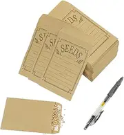 100PCS Seed Envelopes, Self Adhesive Seed Packets Envelopes with Pen, Paper Seed Envelopes Resealable, Seed Storage Organizer, Mini Envelopes Seed Bags for Vegetable Fower Seed Collection 3.1''×4.7''