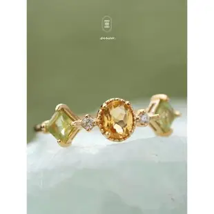薾曼原創設計橄欖石黃水晶戒指