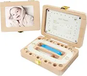 PEPLAYTAL Wooden Teeth Keepsake Box Creative Deciduous Tooth Hair Storage Container for Boys Durable Wooden Design present for Cherishing Childhood Memories Japanese Stickers