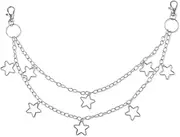 [Mikovivi] Hip Hop Pants Chain, Metal Star Jean Chain Belt Layering Pocket Chain Stylish Rock Wallet Chain Vintage Waist Chain Body Accessories for Women & Man, 35cm, Plastic, no gemstone