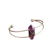 Amethyst Hexagonal Wire Natural Gemstone Bracelet For Healing & Protection