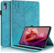 CXTCASE for Lenovo Tab P12 12.7 inch 2023 Case Embossed Tree PU Leather Case Wallet Flip Cover Stand Function Tablet Case for Lenovo Tab P12 12.7 inch 2023 - Blue