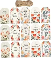 Angoily 50pcs Mother's Day Thank You Cards with Unique Designs and Paper Tags for Presents Bridal Showers and Teacher's Day Celebrations