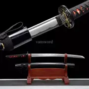 12'' 1095 Carbon Steel Japanese Tanto Mini Knife Samurai Sword Full Tang Black .
