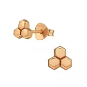 Rose Gold Honeycomb Stud Earrings