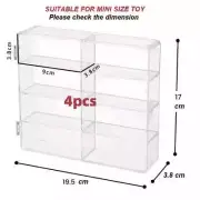 4pcs/1/64 Diecast 8 Car Display Case With Locking Latch Stackable