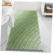 Luxury Bathroom Rug Mat, Plush Fluffy Long Bath Runner Carpet, 24x60 Green