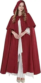 CR ROLECOS Red Cloak with Hood Women Long Hooded Cape Suede Medieval Renaissance Cloak Halloween Costumes