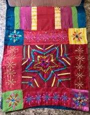Pier 1 Imports 72" Christmas Jeweled Red Fiesta Table Runner Snowflakes Rare NWT