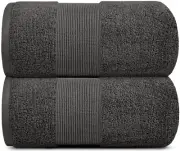 2 Pack Charcoal Resort Collection Soft Bath Sheet Towels 35x70 in Oversize Large