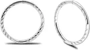 [Serenity Sleepers] 925 Sterling Silver Seamless Diamond Cut Twist Sleeper Hoop Earrings - Hypoallergenic 18G Hinged Hoops for Continuous Wear (8mm-14mm) - Unisex Women Men Body Jewellery for Ears