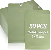 Whaline 50Pcs 9 x 12 Inch Sage Green Clasp Envelopes Catalog Letter Envelopes Mailing Envelopes with Clasp Closure & Gummed Seal for Filling Mailing Storing Documents