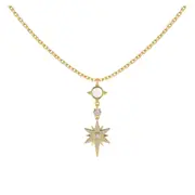 ANYCO Necklace 18k 925 Silver Celestial Star Pendant with Zircon 5A Gift Jewelry for Women