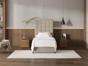My Style Buttoned Headboard & Slimline Base - Single / Natural / Standard Base