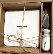 New Rae Dunn Ceramic "Cheese Board" With Knife "Serve/Slice"