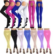 Women Open Crotch Long Stockings Stretch Suspender Pantyhose Tights Bodystocking